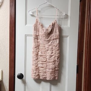 Hello Molly Blush Textured Mini Dress